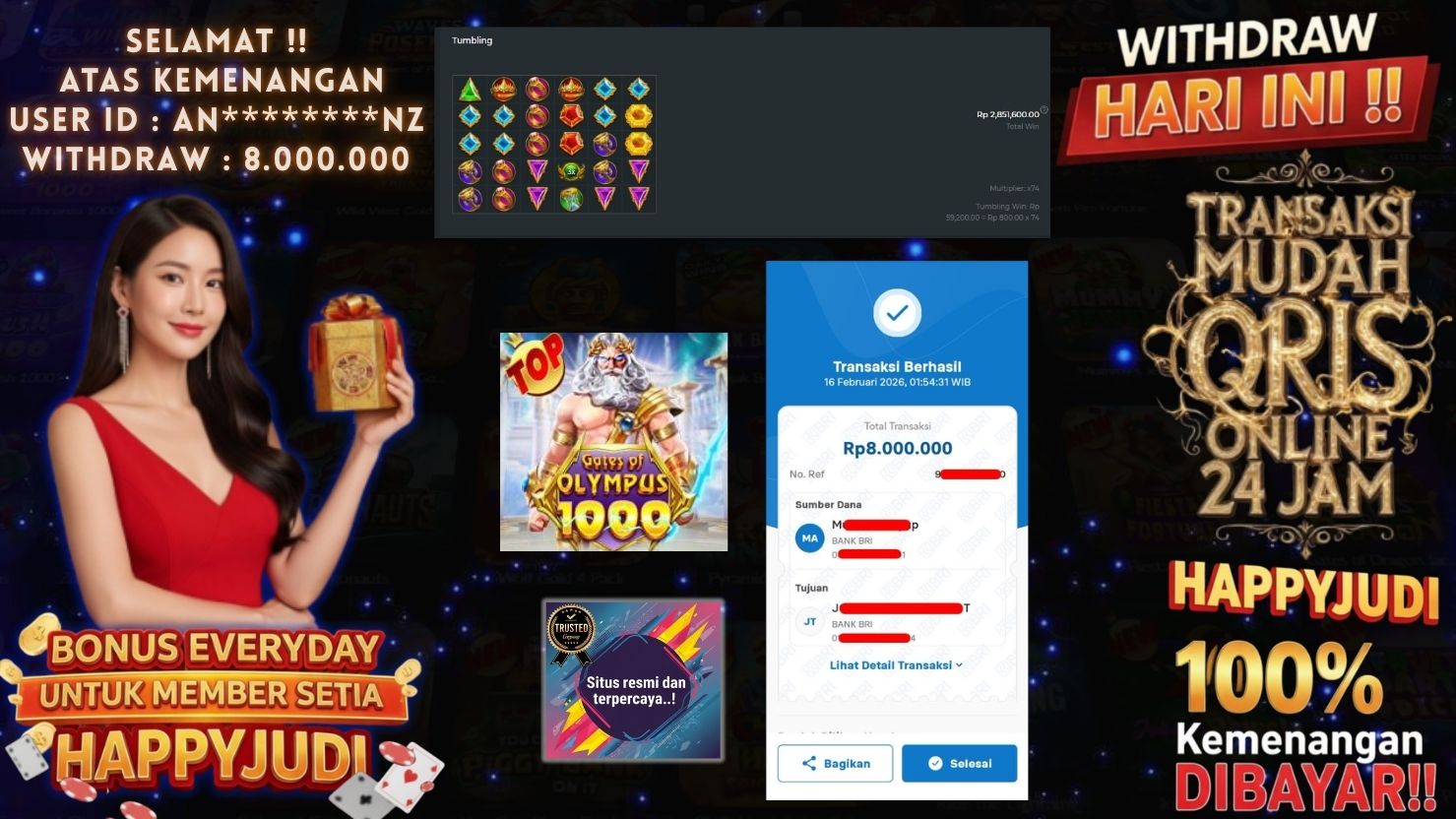 HAPPYJUDI JACKPOT SLOT GATES OF OLYMPUS 1000